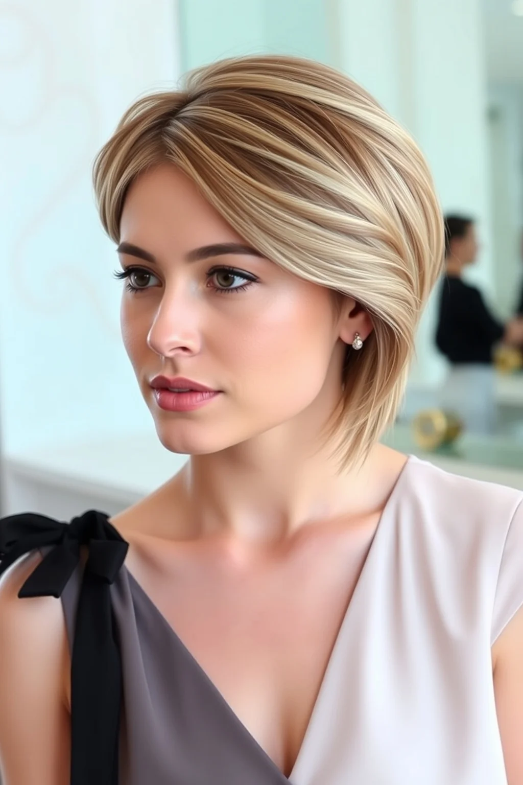 12. Chic Pixie with Side Swept Bangs