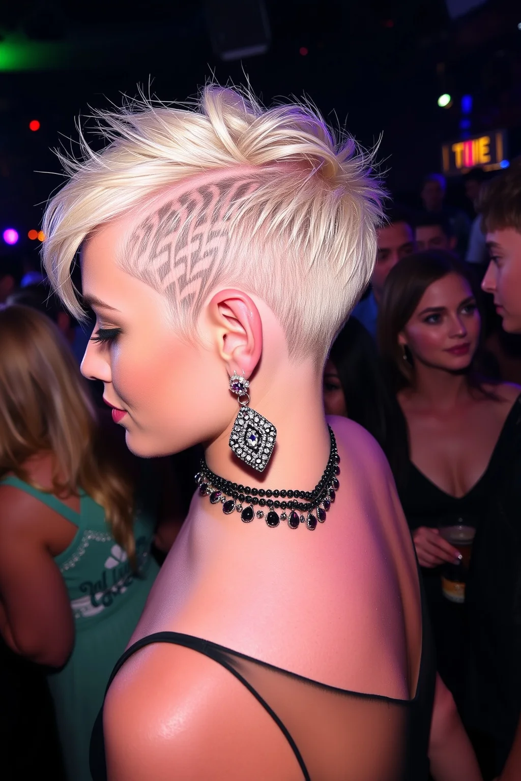 13. Glamorous Pixie with Shaved Designs