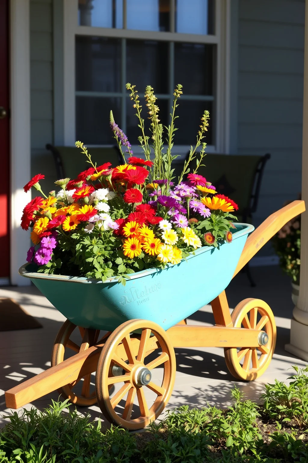 14. A Vintage Wheelbarrow Planter