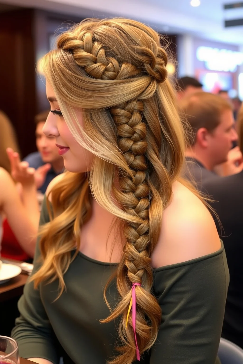 15. Half Up with a Chunky Braid