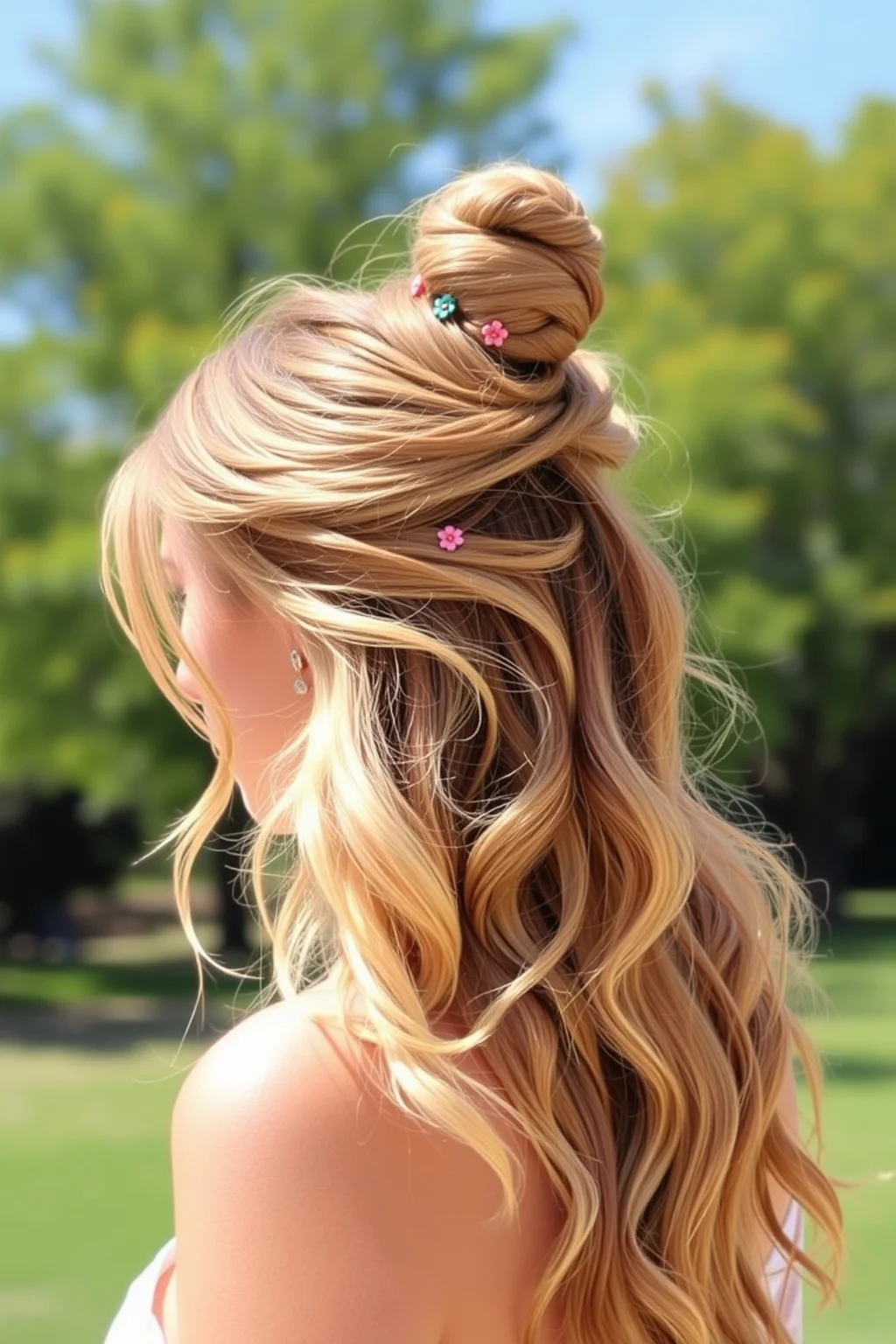 3. Half Up Messy Bun