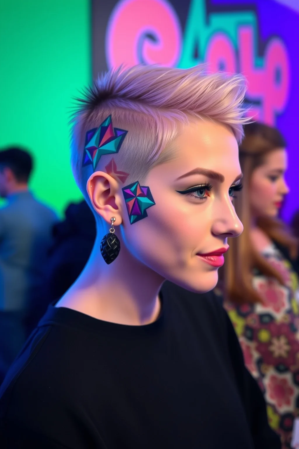 7. Edgy Pixie with Geometric Designs