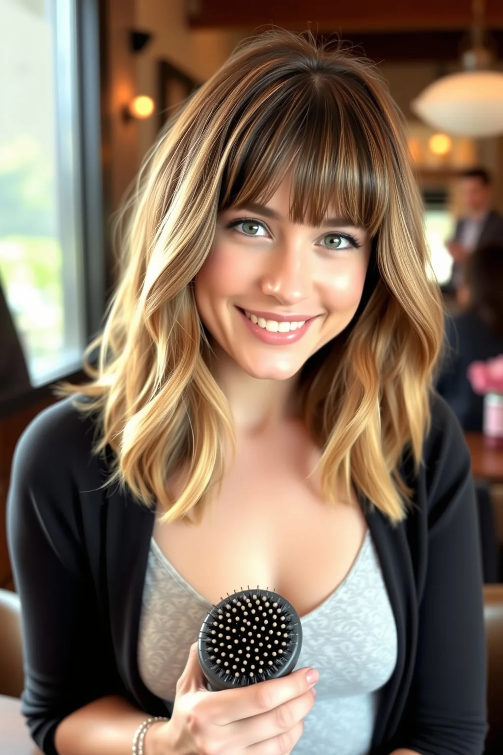 7. Layered Bangs with Shoulder-Length Hair