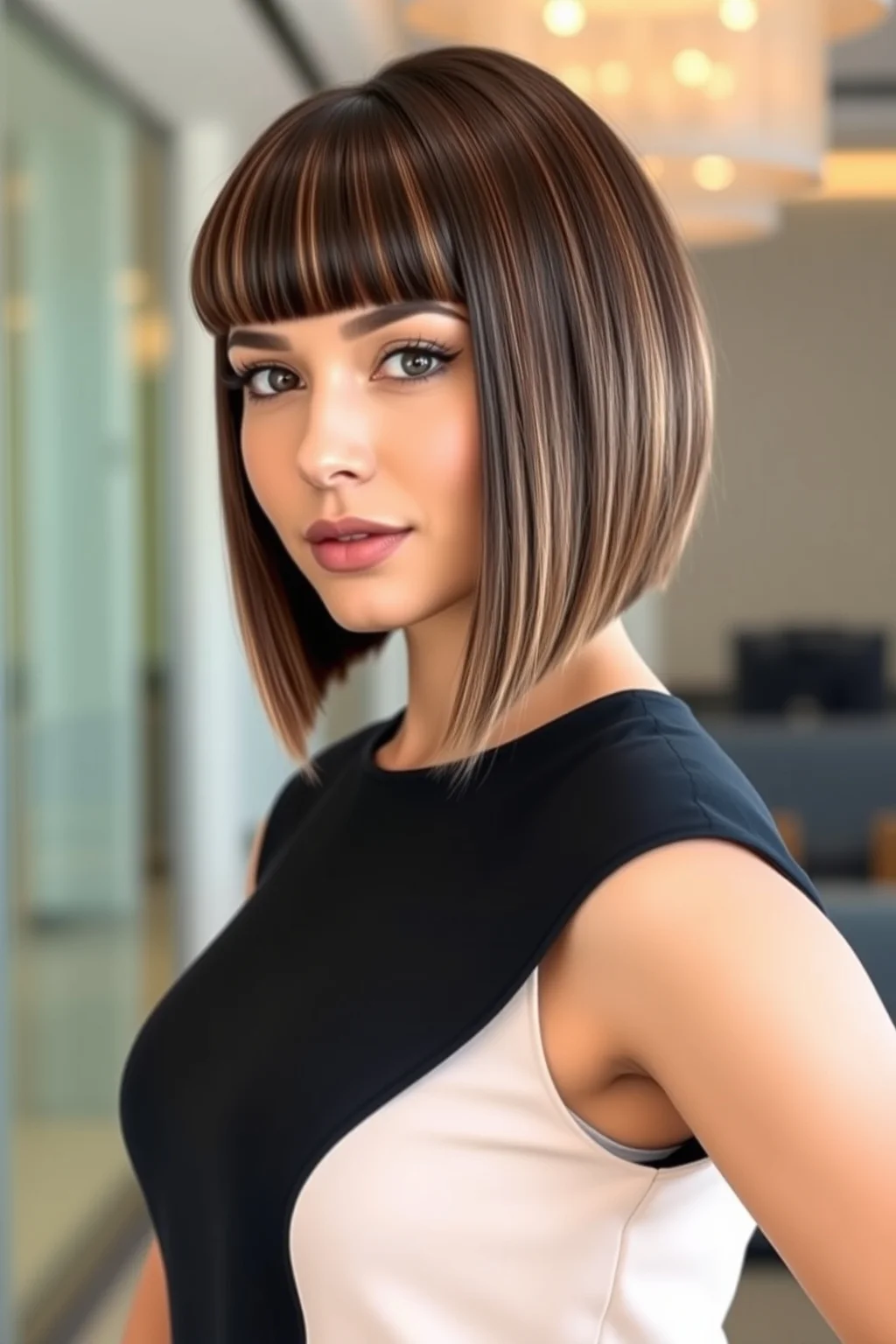 8. Blunt Cut with Bangs