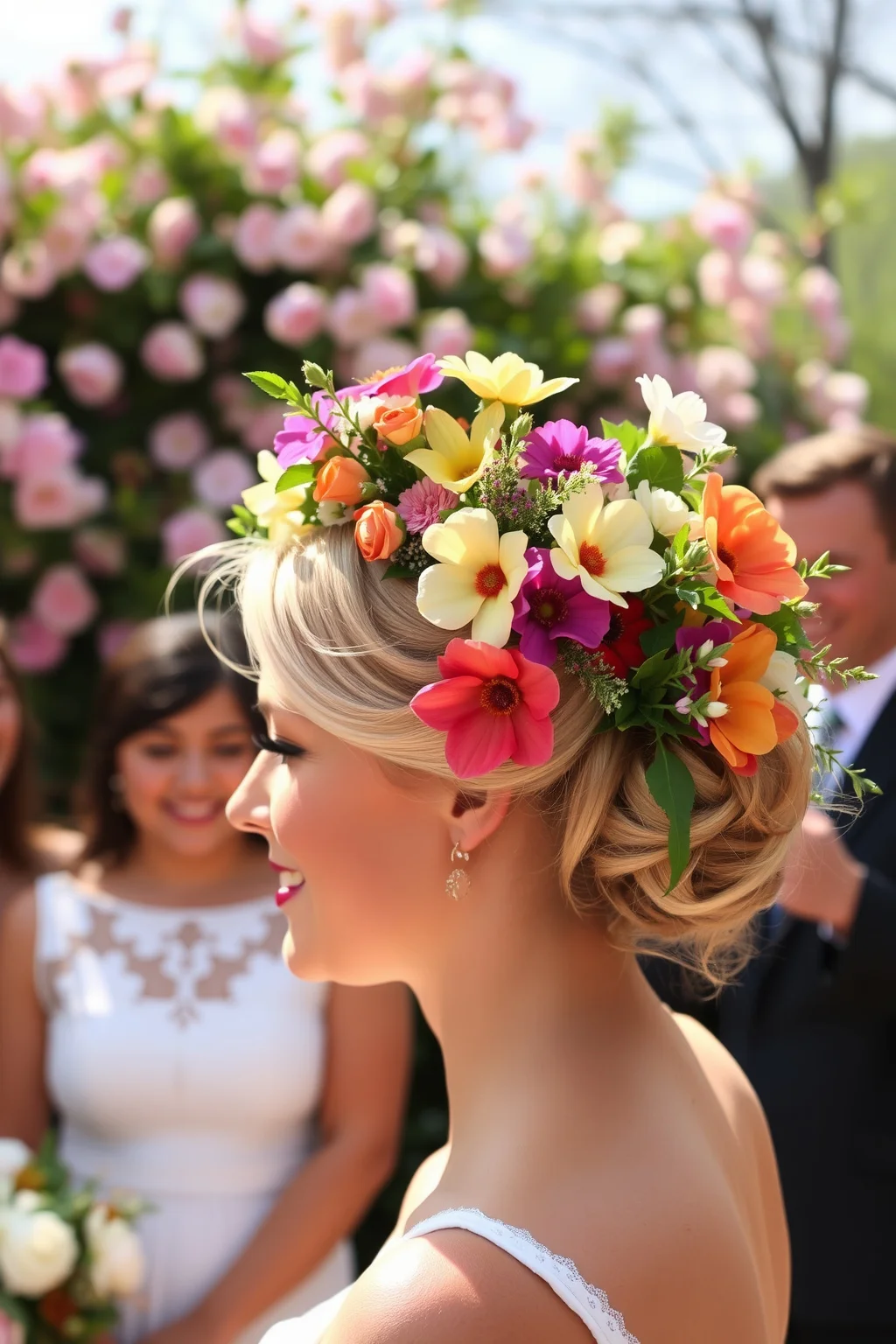 8. Floral Crown Updo