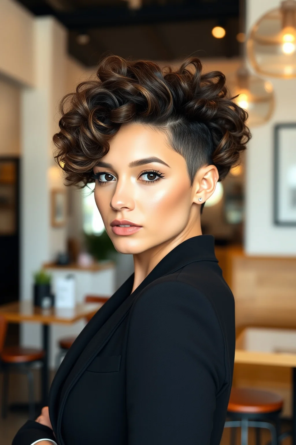 9. Curly Tapered Cut