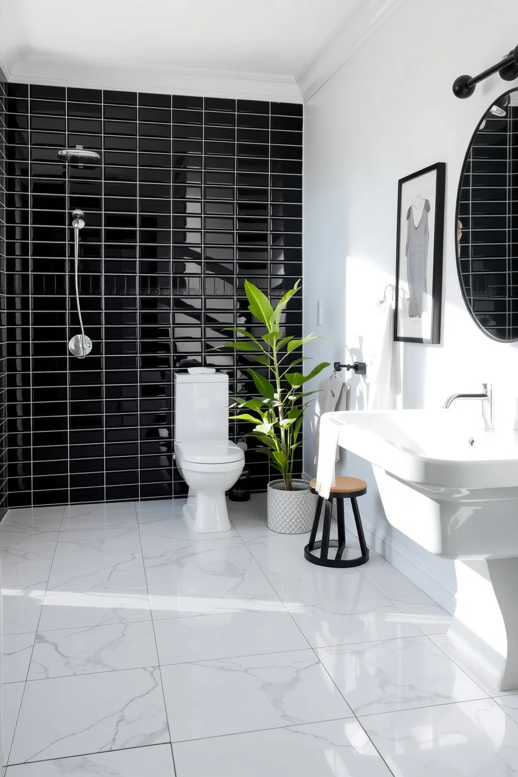 1. Classic Black and White Tiles