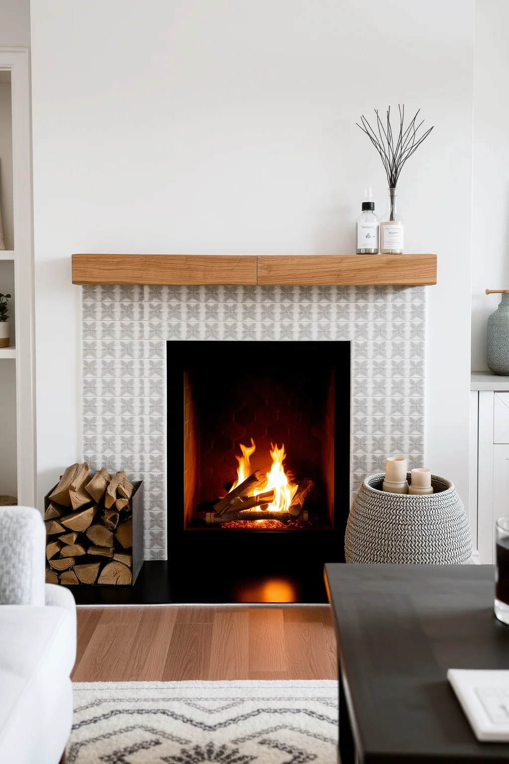 12. Scandinavian Tile Fireplace