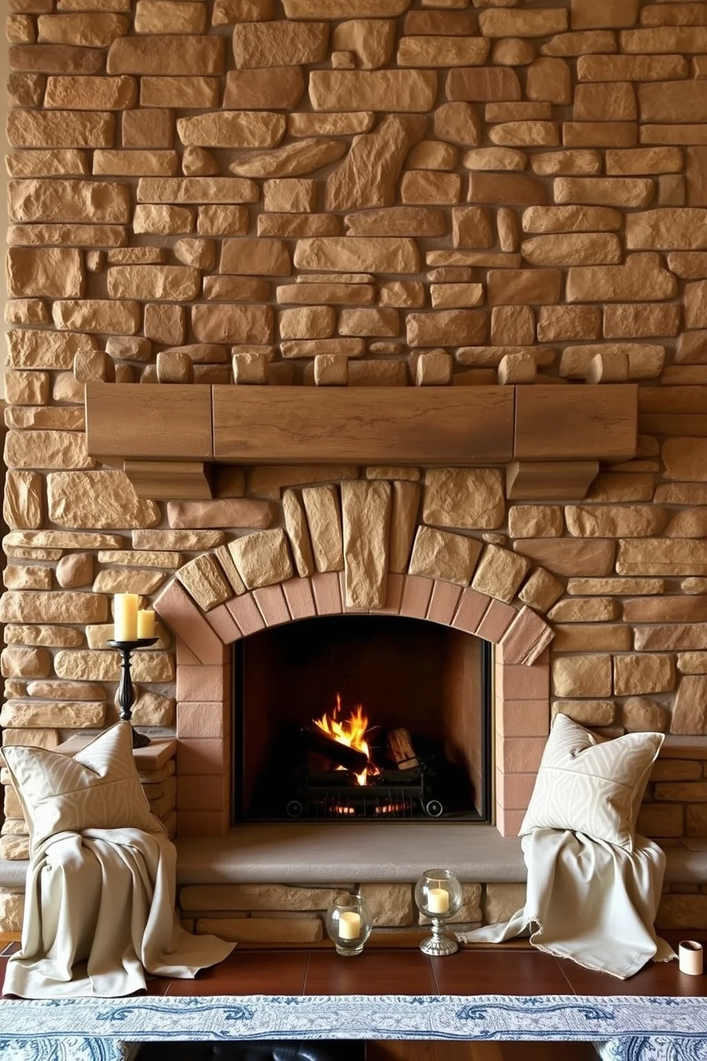 14. Elegant Stone Fireplace