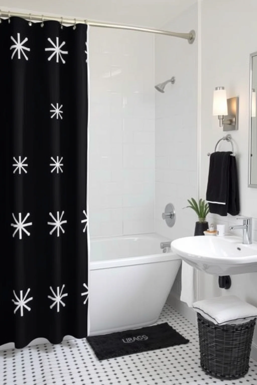 14. Monochrome Shower Curtain