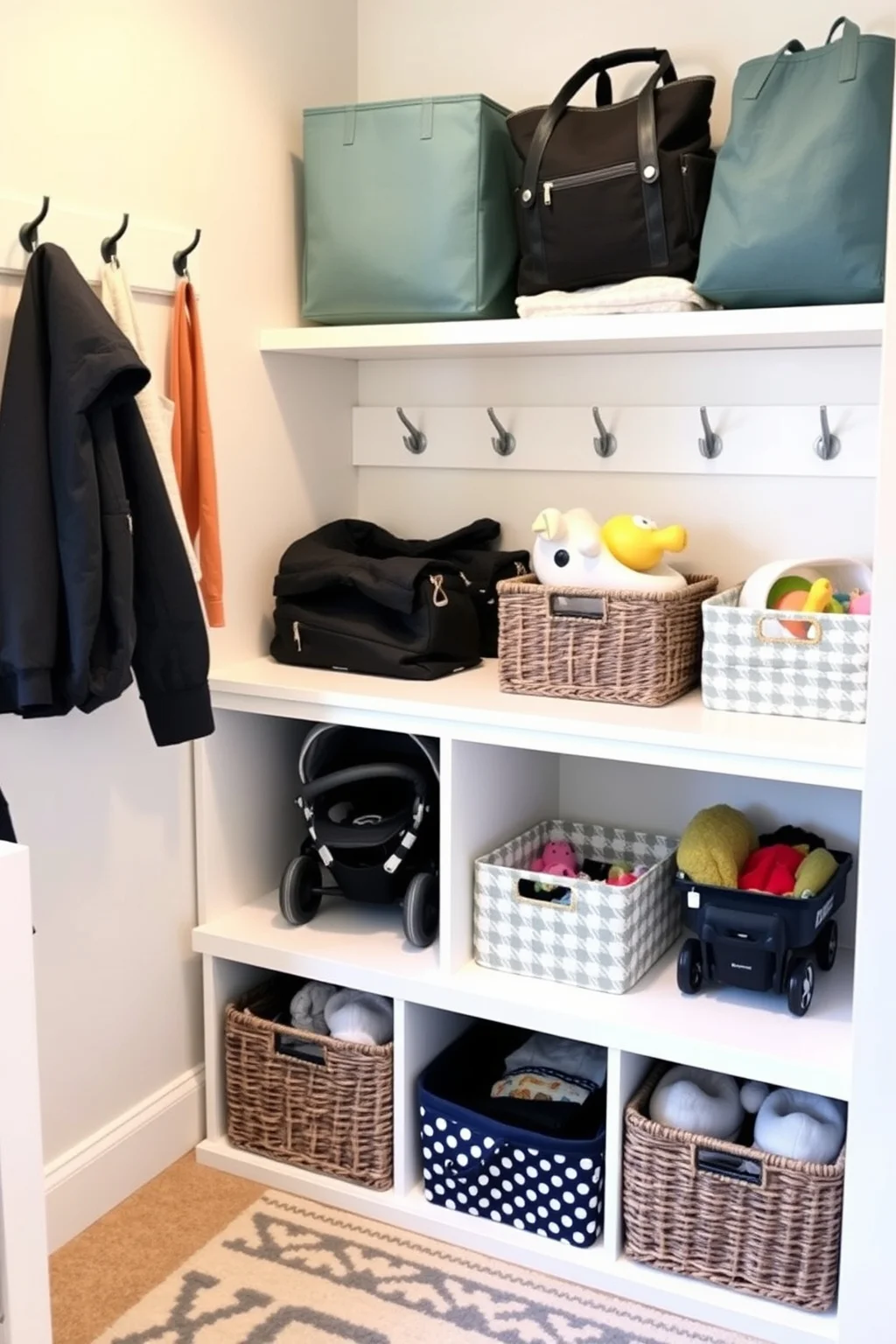 14. Thoughtful Baby Gear Storage