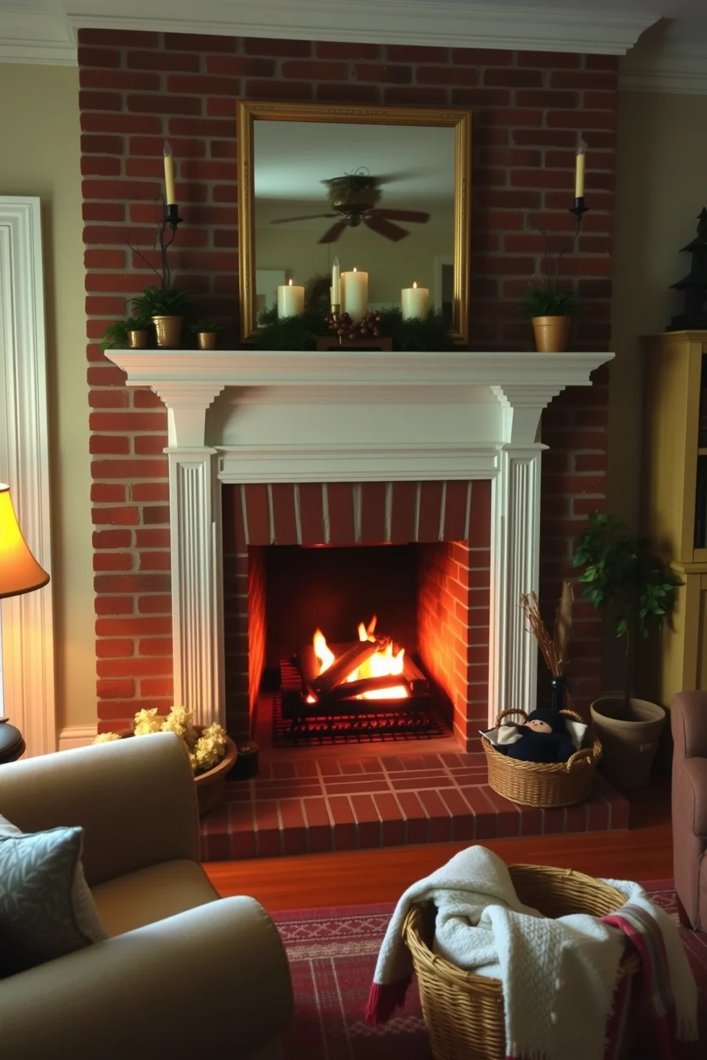 2. Classic Brick Fireplace