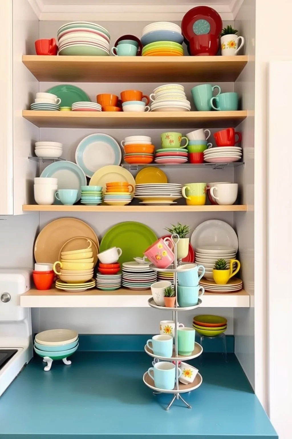 6. Eclectic Dishware Display