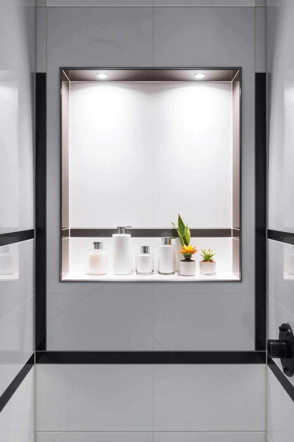 7. Monochrome Shower Niche