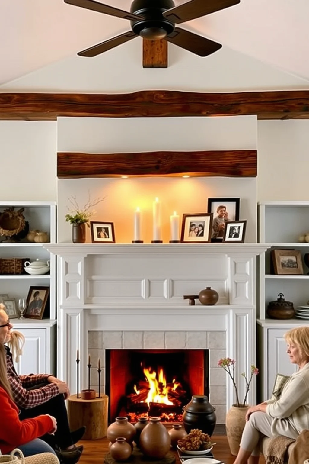 7. Rustic Wood Beam Mantel