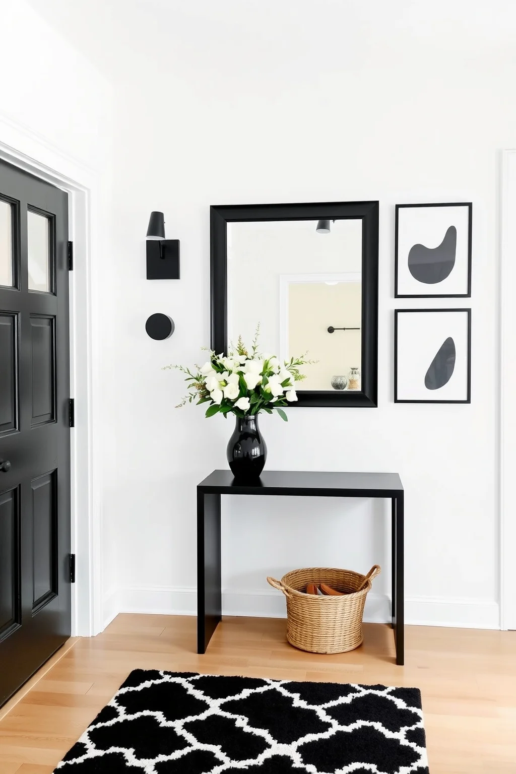 8. Crisp White with Black Accents