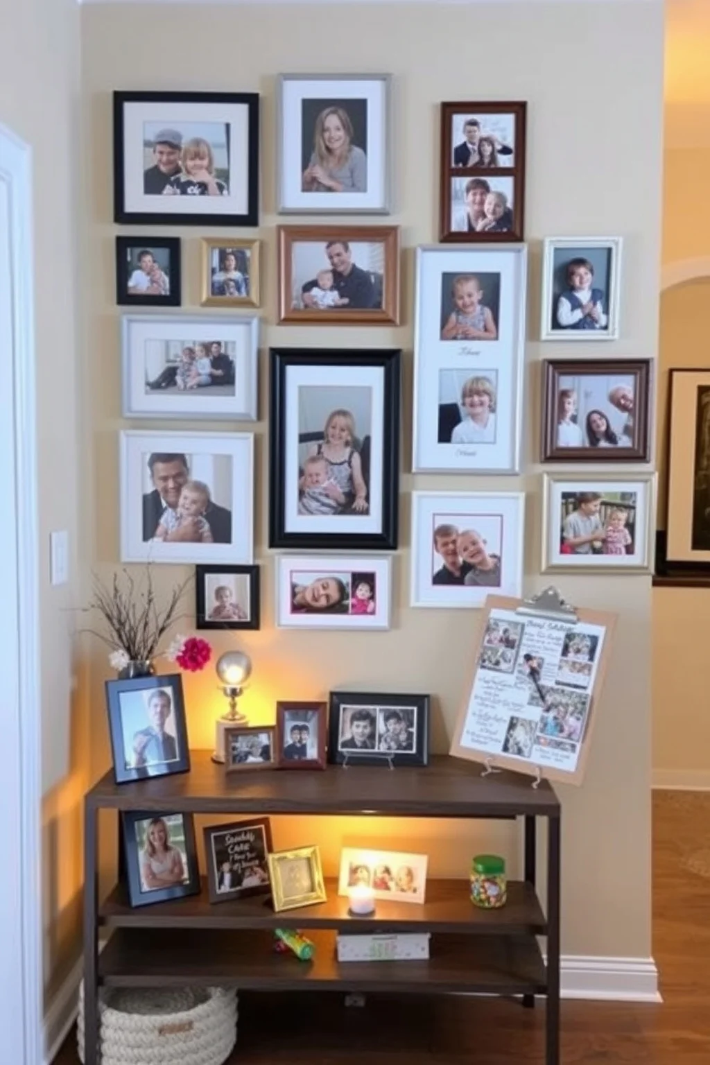 15. Charming Family Photo Display