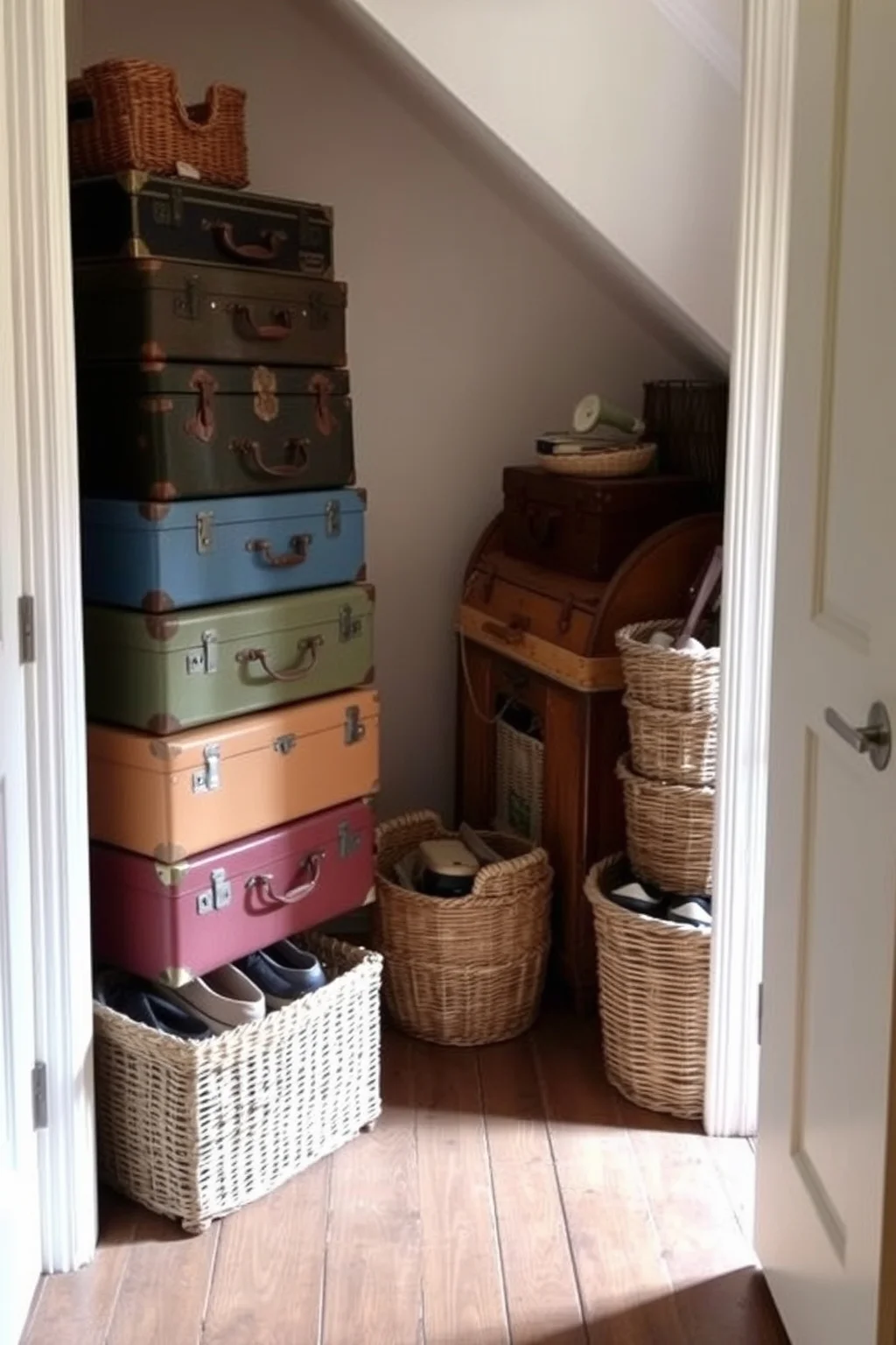 8. Vintage Suitcases and Baskets